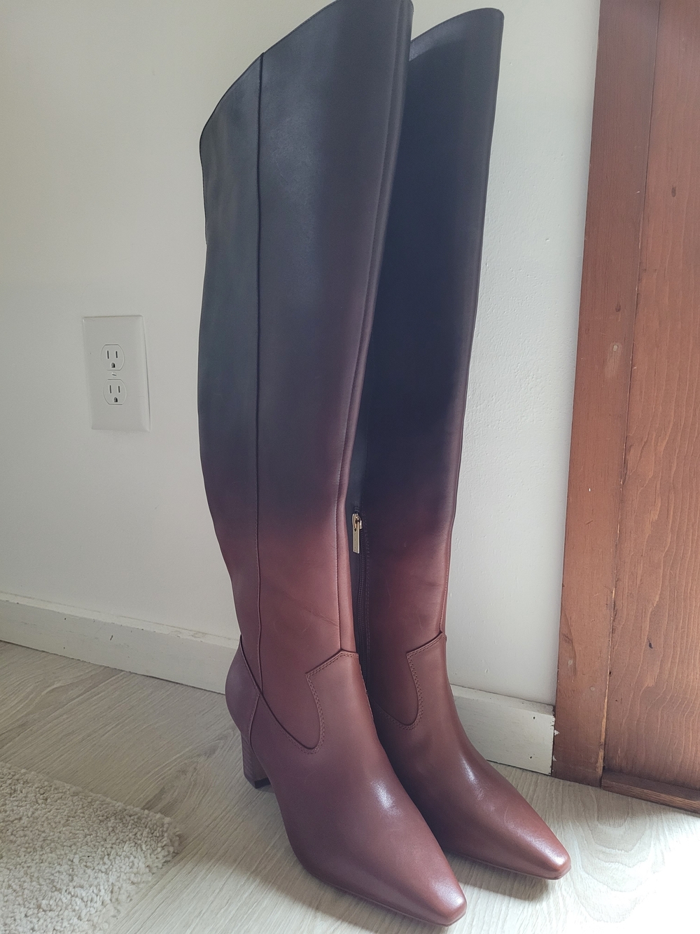 Vince Camuto Leather Shalie Over-The-Knee Boot Chocolate Fade 8W Wide Cuff - Picture 8 of 15
